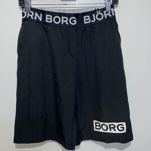 Bjorn Borg Men's Black White Hydro-Pro Elastic Waistline Athletic Shorts Medium